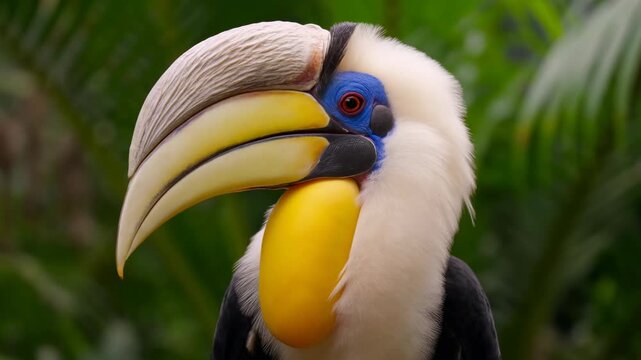 Detailed Beak And Casque Image, Focused Shot Of Hornbill With Vibrant Colors And Textured Feathers