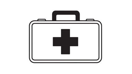 Obraz premium Graphic illustration of a first aid kit with a medical cross, a clear emergency supplies icon for safety and preparedness.