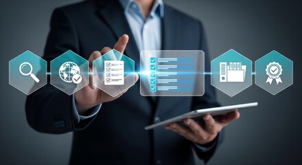 Fototapeta premium Business Compliance Checklist and Quality Assurance Interface