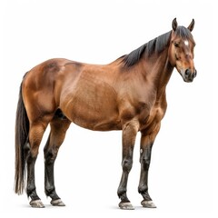 Obraz premium Studio shot of a brown horse standing against a white background