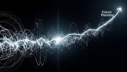 Futuristic Business Growth Line Chart Showing Progress and Future Planning