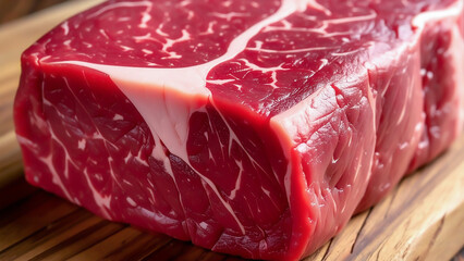 Raw Lab-Grown Marbled Beef Steak