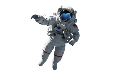Astronaut floating in space on transparent background