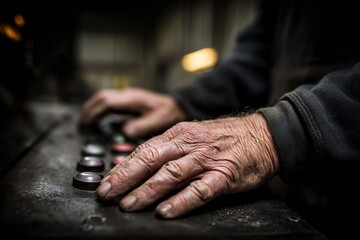 Hands work on controls in an industrial setting