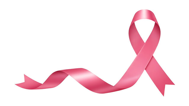 Pink breast cancer awareness ribbon on transparent background