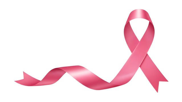 Pink breast cancer awareness ribbon on transparent background - Powered by Adobe