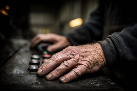 Hands work on controls in an industrial setting - Powered by Adobe
