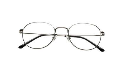 Vintage silver glasses on transparent background