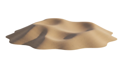 Sand dune on transparent background, desert landscape element