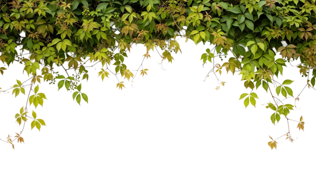 Green leaves on transparent background, nature element, foliage border - Powered by Adobe
