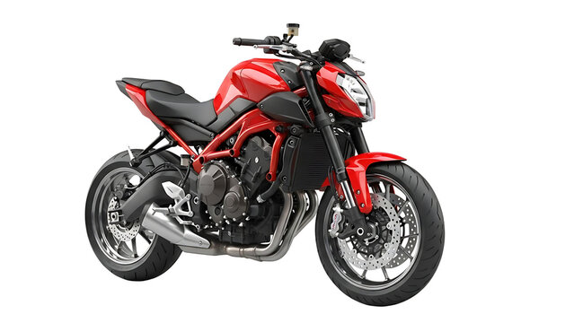 Red motorcycle on transparent background