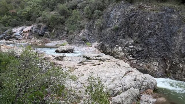 A Wild River Flowing Through a Rocky Gorge, Ballikaya National Park, Gebze Kocaeli