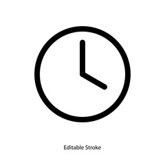 Time simple outline icon editable stroke. Vector