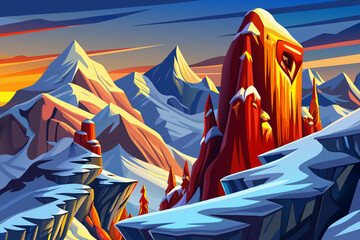 hillside blanketed in snow forms a sharp winter landscape, emphasizing vertical drop, frozen textures, and strong contrast between slope and sky