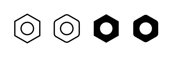 Screw setting simple pictogram and line editable stroke icons set. Vector