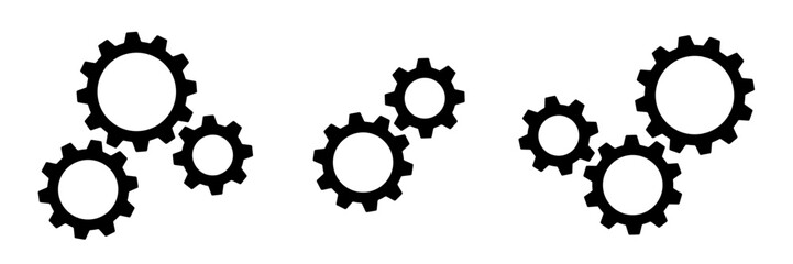 Composition of gears pictogram set. Vector