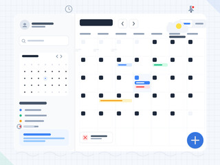 Calendar view showing events and tasks in a digital interface with time indicators and navigation options