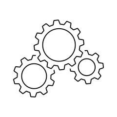Composition of three gears line. Vector