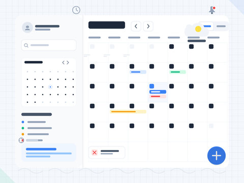 Calendar view showing events and tasks in a digital interface with time indicators and navigation options - Powered by Adobe