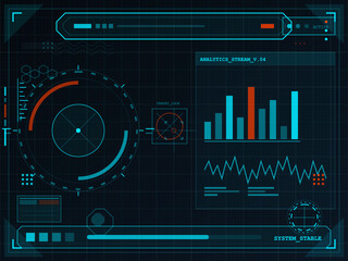 Data analytics interface shows graphs and charts for system performance and trends in monitoring