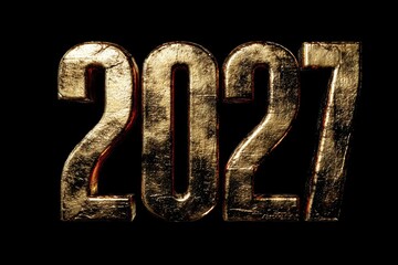 Elegant and Modern Gold Number 2027 Presentation Design, Perfect for Graphic Creations and Artwork