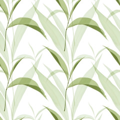Green tea leaves seamless pattern for packaging, wallpaper, fabric, textile, and backgrounds. Nature inspired design for organic brand.