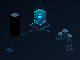 Secure data management system connects servers and databases with a protective layer in a digital environment