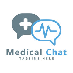 Obraz premium Medical chat logo medical communications logo online medical consultation logo template