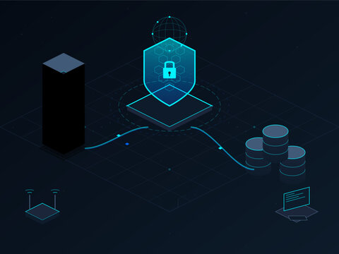 Secure data management system connects servers and databases with a protective layer in a digital environment