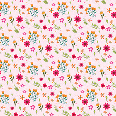 Seamless Floral Pattern Background with Elegant Flowers and Leaves for Decorative Design