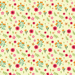 Fototapeta premium Seamless Floral Pattern Background with Elegant Flowers and Leaves for Decorative Design