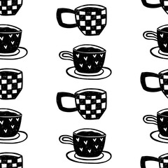 Coffee cups seamless pattern