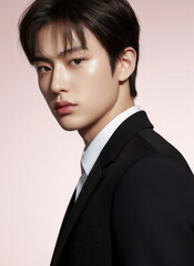 Youthful Charisma: Handsome Korean Teenager and K-pop Idol Trainee with Stunning Visuals