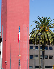 Red Building with Palm Tree in Concepci&oacute;n, Chile