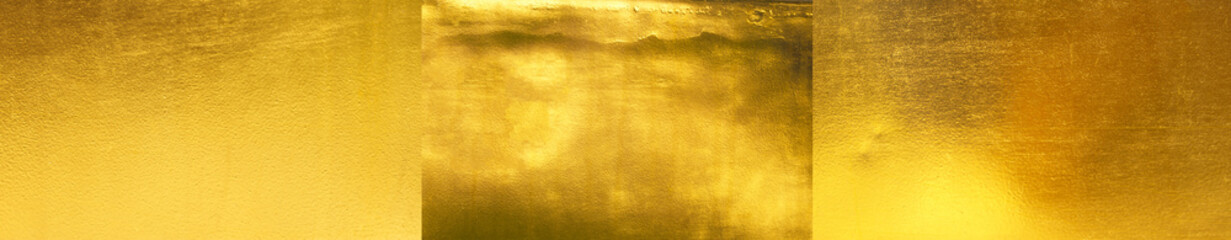 Shiny yellow leaf gold foil texture
