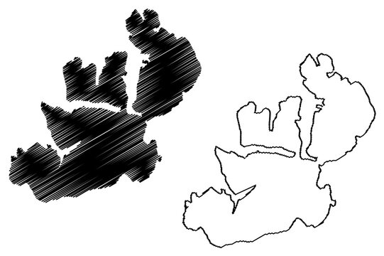 Kvaloya island (Kingdom of Norway) map vector illustration, scribble sketch Tromso or Sallir map