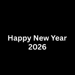 Fototapeta premium Celebrate the arrival of the new year with this striking 'Happy New Year 2026' graphic set against a deep black background