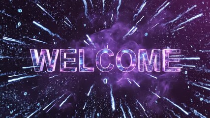 Dynamic explosion of pink and blue particles in a cosmic event