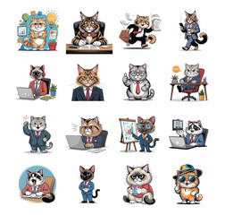 Fototapeta premium Anthropomorphic Cats in Business Attire Engaged in Office Activities work