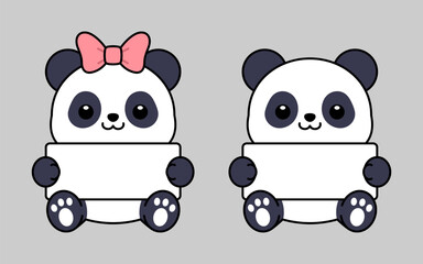 Cartoon Panda Holding Sign Illustration