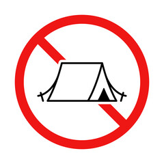 No Tent Sign on White Background