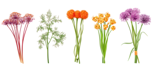 Daucus carota and Allium cepa frontal view on transparent background