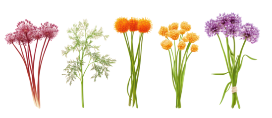 Daucus carota and Allium cepa frontal view on transparent background