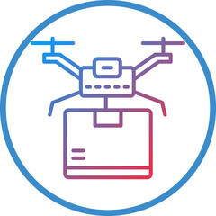 Drone Delivery Line Icon Style