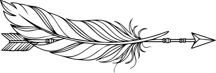 Detailed arrow with feather design for Native American tribal themes, tattoo art, and vintage inspired designs, use for print, web, and fashion elements © Muhammad