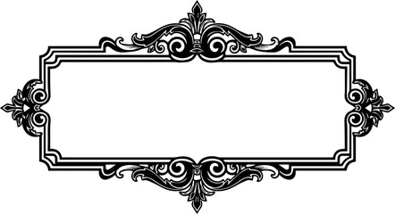 Ornate vintage frame with intricate scrollwork for elegant designs, perfect for invitations, certificates, and wedding announcements, timeless vector art