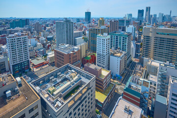 春の神奈川県横浜市中区の西側眺望(山下町,吉浜町など)