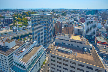 春の神奈川県横浜市中区の南側眺望(山下町,元町など)