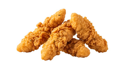 Food photo of Deep fried chicken fingers, isolated on white or transparent background. PNG