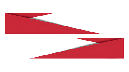 Clean, modern graphic design featuring two red origami arrow shapes isolated against a white background, ideal for web banners, headers and infographics